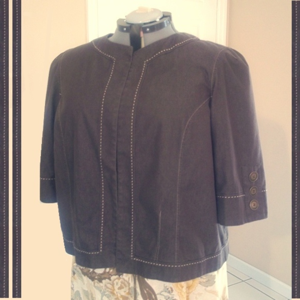 Brown Chambray Short Tailored Open Jacket